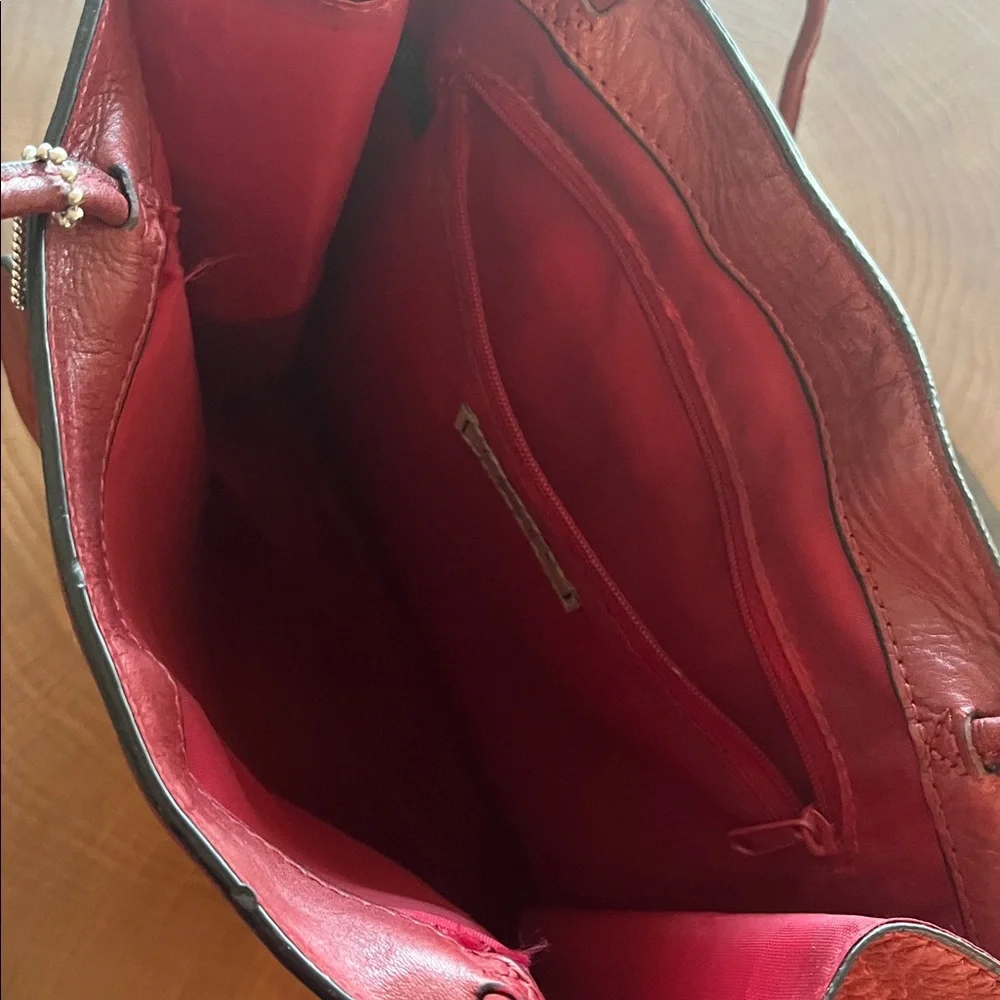 Pelle Studio Red Tote with Branded Patch - Picture 5 of 7